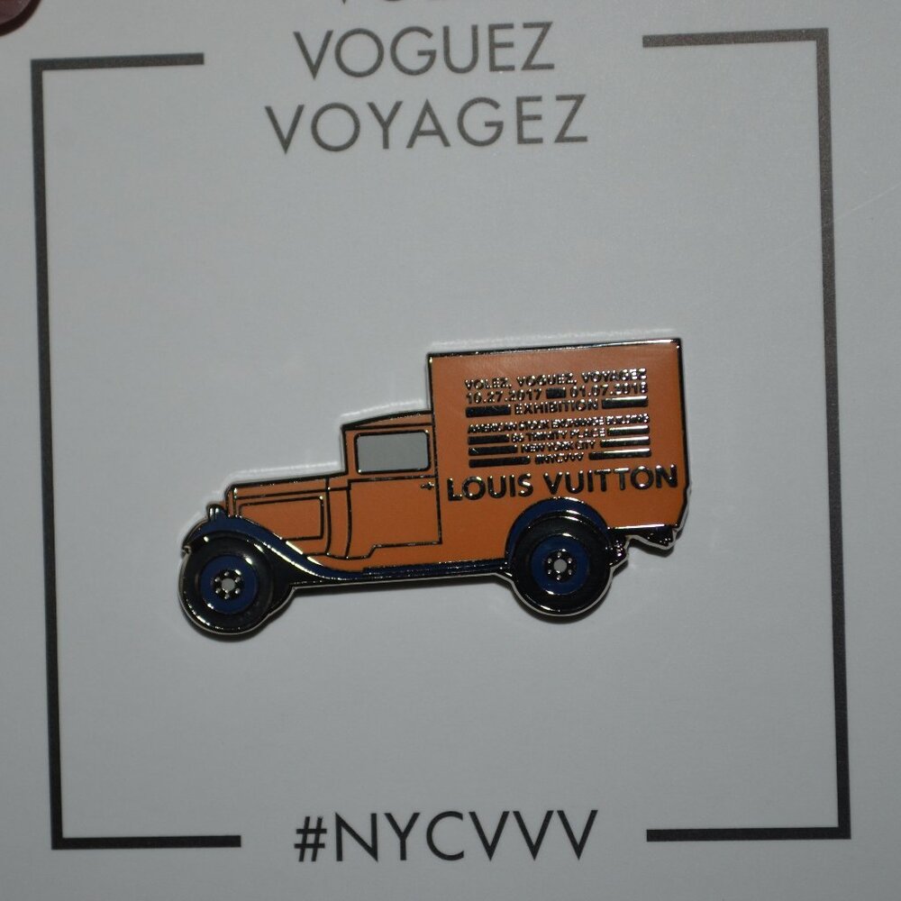 New Louis Vuitton Orange Vintage Truck Enamel Pin